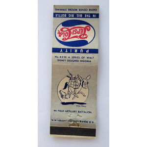 Pepsi Cola Matchbook Cover Walt Disney No 42 War Eagle Hawk Bird 1940's WWII